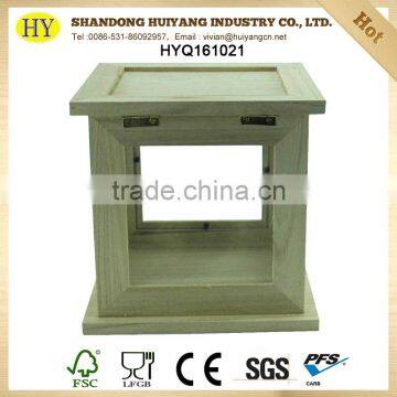 FSC Custom Unfinished Simple Wooden Lantern photo-2