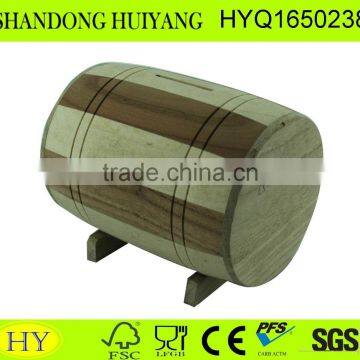 barrel shaped custom unfinished wooden money box