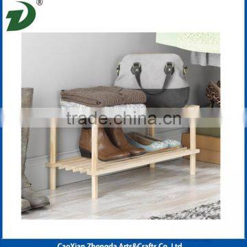 Natural Wood Household Shelves Wooden Shoe Rack photo-3