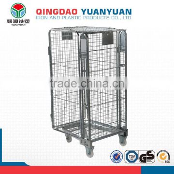 Warehouse security logistics roll pallet trolley steel galvanized storage metal collapsible container cage wire mesh