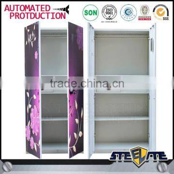 2 Door Cheap Bedroom Steel Metal Almirah Wardrobe Clothes Closet With Doors photo-3