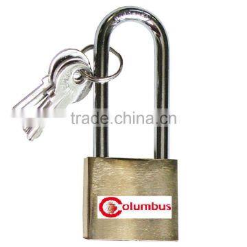 Padlock, heavy type with high steel shackle - brass body