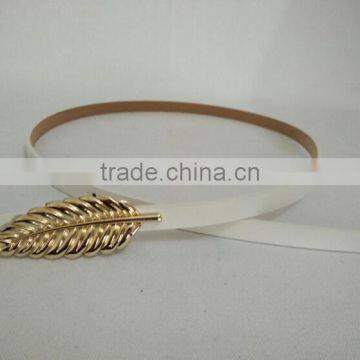 Wholesale Leaf Pattern Alloy Buckle Sex Women Lady Thin PU Waist Belt photo-4