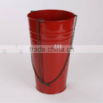 Popular cheap tall red metal hanging flower pot