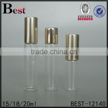 cosmetic packaging high quality clear tube glass roll bottle roll on perfume bottle with gold cap best sellers alibaba china