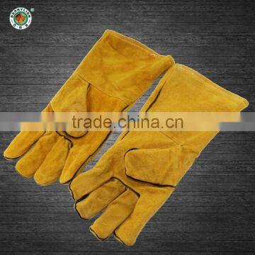BERRYLION Tools Cotton Mixed Cow Split Leather Welding Gloves With Long Sleeve photo-3