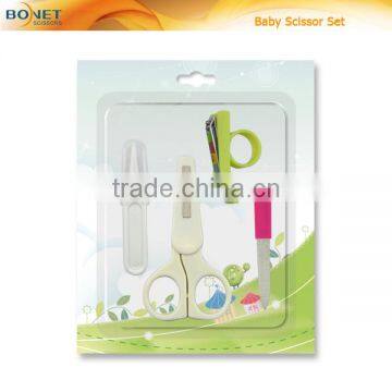 SBS0002 baby scissor & nail clipper & Tweezer & nail file custom baby scissor set 4pcs