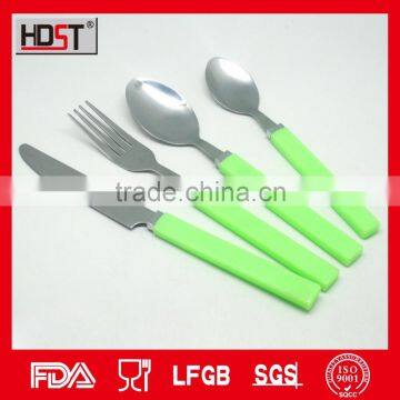 BSCI, FDA, LFGB, promotional coloured plastic handle dinner set;alibaba online cheap cutlery