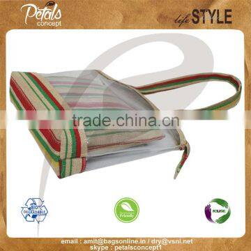 See Through PVC / PP Laminated Jute Bag With Pouch photo-3