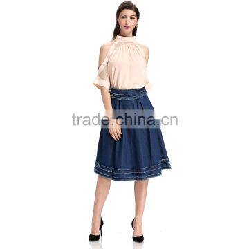 2017 Lady Midi Latest Model Denim Skirt Jean photo-3