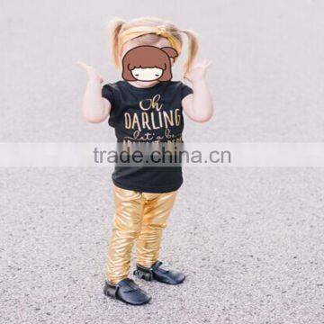 New fashion baby girls gold color PU pants