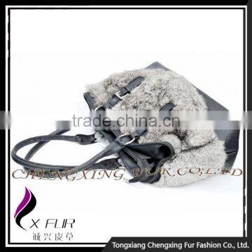 CX-H-25 Wholesalers China Handbags Ladies Leather Bags Rabbit Fur Ladies Tote Bag photo-3