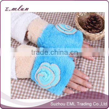 Girls Cute Half Finger Wool Gloves