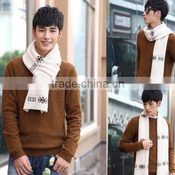 2016 autumn winter mens snowflake knitting scarf