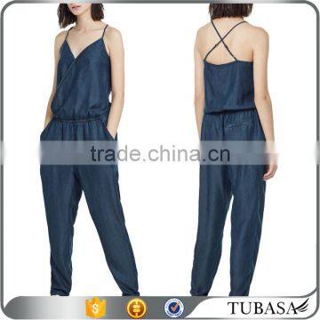 2017 fashion denim jumpsuit women sexy jumpsuit