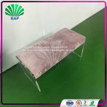 Romantic Acrylic Pink Sofa Restaurant Sofa Bench Waiting Room Bench