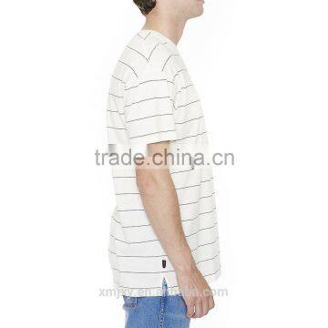 2016 Fashion Wholesale Split SS Tee Natural Washed Black Stripe Men Short Sleeve Collar T-shirt O Neck photo-3