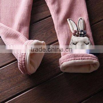 S15252A Girls Winter Baby Elastic Waist Leggings Cute Rabbirt Children Cotton Thicken Pants photo-3