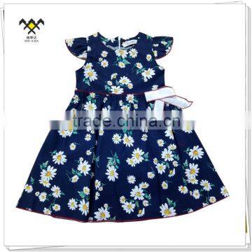 2017 european style flower printing girl dress