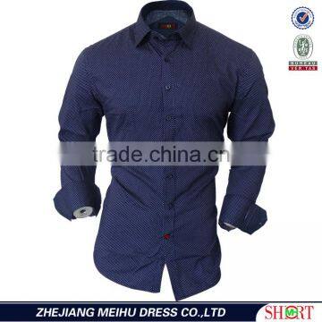 2017 Navy Polka Dot New Pattern Mens Shirts for Men With Long Sleeve photo-2