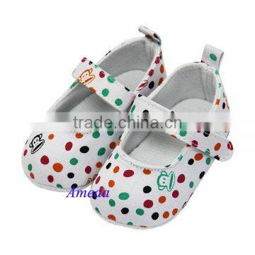 NEW Lovely Baby Girls Colorful Polka Dots White Flats Crib Shoes 0-18M