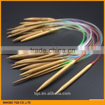 18Pcs/set 16" 40cm Cheap Colorful Plastic Circular Nature Bamboo Circular Knitting Needle Set