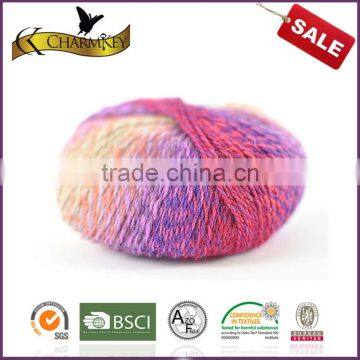 2014 New fashion rainbow color soft feeling wool/nylon blend yarn for knitting with good quality