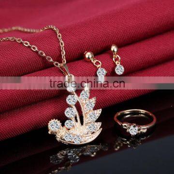 Crystal Women Wedding Jewelry Set Bridal Necklace Earrings