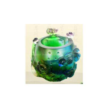 Pate de Verre Liu li Win-win Cooperation Pen Holder