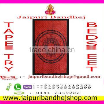 Indian Red Color Printed Tapestry From Jaipuri Bandhej