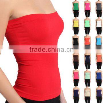 BASIC Layering Stretch PLAIN Strapless TUBE TOP Seamless Sleeveless Tee-9 photo-6