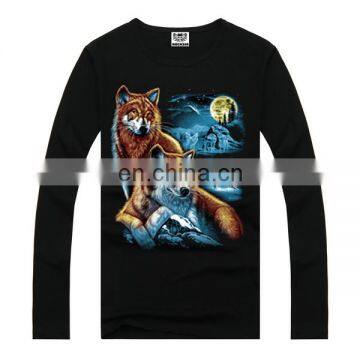 Wolf print scoop neck t-shirt for men,3 d t shirt