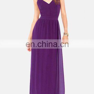 CHEFON Backless purple chiffon maxi dresses long open back CLD0036
