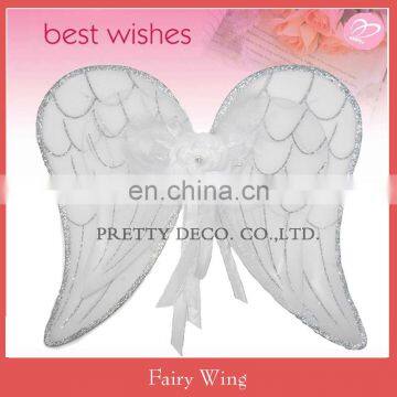 Big white silver glitter draw fairy wing with ribbon flower girls party decoration