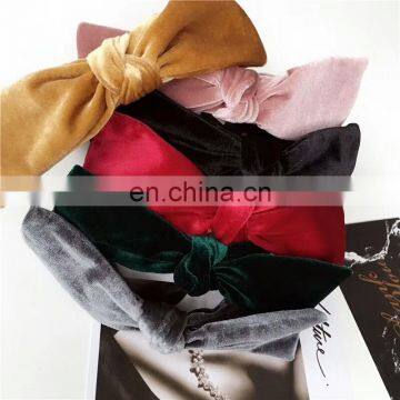 Hot sale pleuche fabric covered Bowknot plastic hair band for women