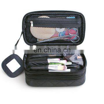 LOGO Printing Two Layer Cosmetic Travel Makeup Case Organizer Bag With Mirror photo-2