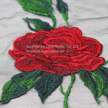 2017 Hot Selling Flower Pattern Patch Embroidered Mesh Fabric for Women photo-2