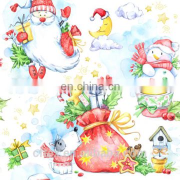 father chrismas design 32S 100% Cotton Fabric for Children Clothing