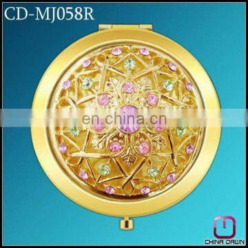 promotion round flower metal makeup mirror gold CD-MJ058R