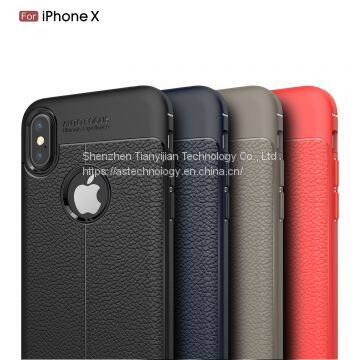 New Arrival Litchi Grain 360 Full Protective Soft TPU Leather Shockproof Phone Cover Case for Apple iPhone X