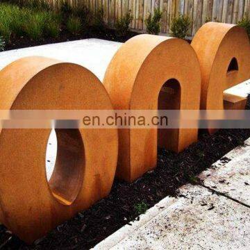 Letter Corten Steel Sculpture for Garden decoration