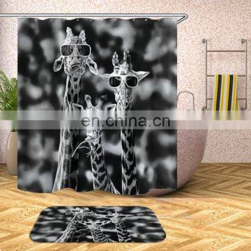 i@home wholesale polyester fabric tree deer sunglasses mouldproof shower curtain waterproof