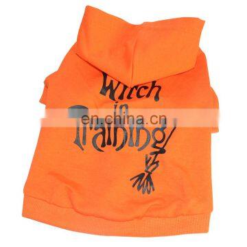 Orange Fashion Halloween Pet T-shirt Clothes Dog Jacket Puffy Costumes With Hood And Pocket