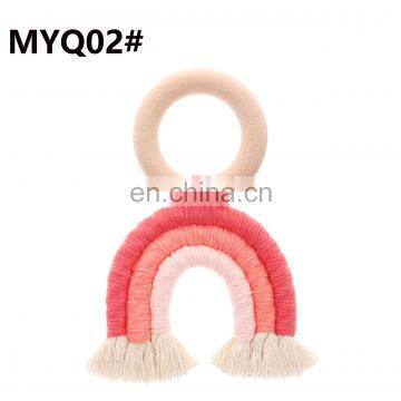 Ins Hot Sale Rainbow Teether Toy Wood Teething Ring For Baby photo-3