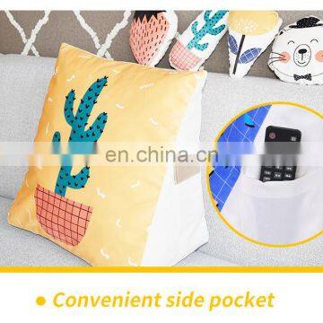 Wholesale Cartoon Design Soft Triangle Wedge Bolster Cushion Pillow Bed Reading Backrest Cushion For Sofa Office Chair photo-5
