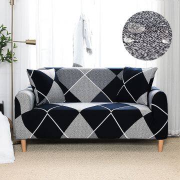 Water Repellent Black Geometric Printed Sofa Cover Stretch Couch Cover Sofa Slipcovers for Couches
