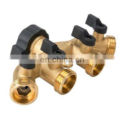 Brass manifold four way garden water tap connector water hose splitter