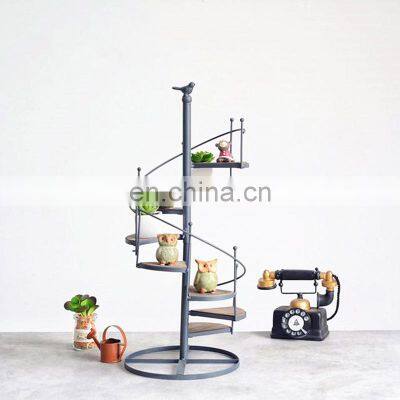 European ironwork stair flower stand floor-type rotating multi-storey ladder bird shelving balcony living room flower pot stand