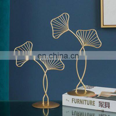 Simple light luxury Golden metal handicraft iron ginkgo leaf furnishings creative home table soft decoration