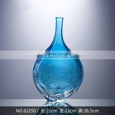 European Home Decorative Blue Vase Crystal Glass Vases For Office Table Custom photo-3